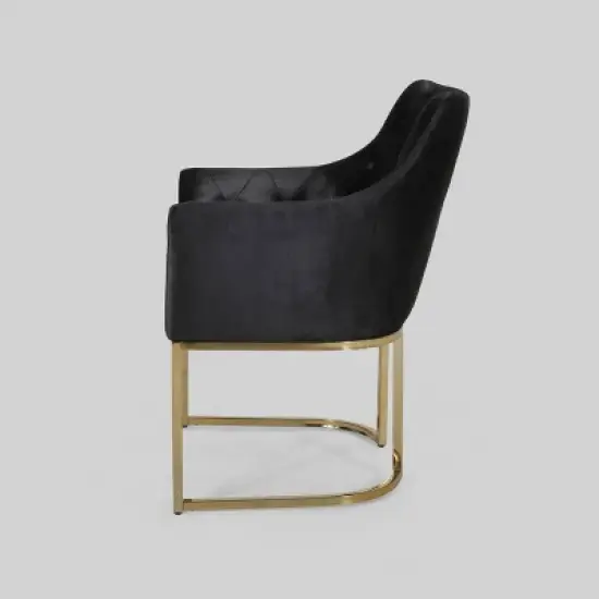 McDonough Modern Tufted Glam Accent Chair Black - Christopher Knight Home image {2}