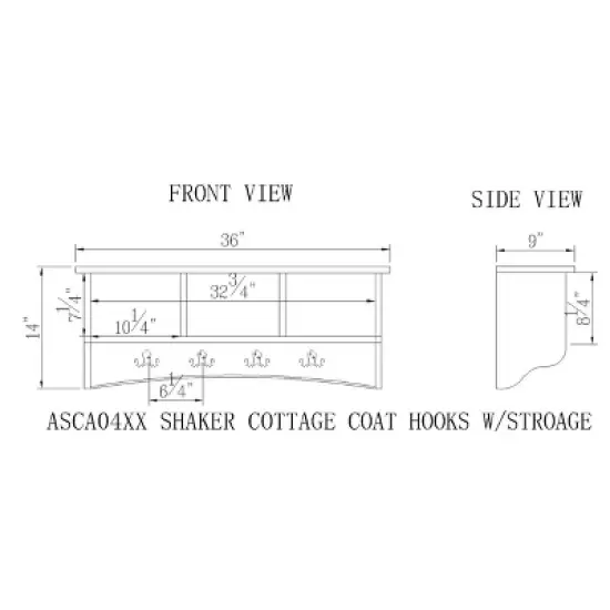 Shaker Cottage Coat Hooks with Storage - Alaterre Furniture image {4}