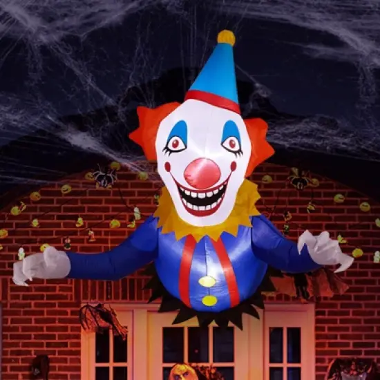 Angel Sar 3.3FT Halloween Inflatable Clown Window Breaker Decoration, LED Light-Up Scary Clown Blow Up for Indoor/Outdoor Yard, Lawn, Party image {1}