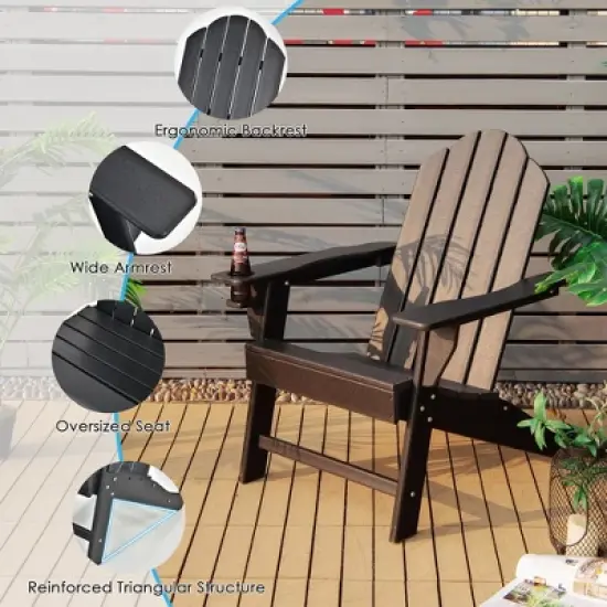 Costway 4PCS Patio Adirondack Chair Weather Resistant Garden Deck W/Cup Holder White\Black\Grey\Turquoise image {6}