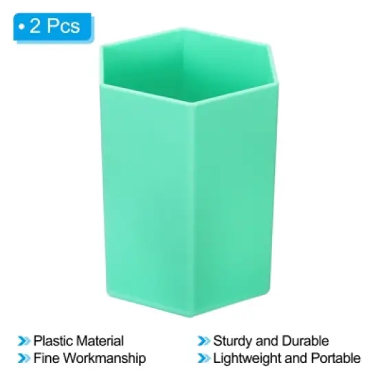 Unique Bargains Hexagon Plastic Pencil Pen Makeup Brush Holder Desktop Organizer 2 Pcs image {2}