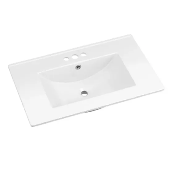Bathroom Ceramic Vanity Top with Three Holes in White image {8}