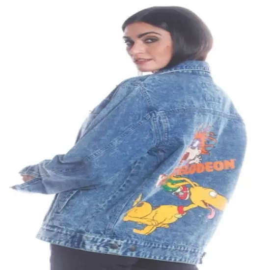 Members Only Women's Chuckie Nickelodeon Denim Oversized Jacket image {4}