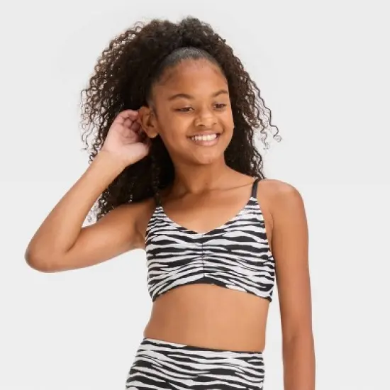 Girls' 'Sun Seeker' Zebra Striped Bikini Swim Top - art class&trade; Black image {3}