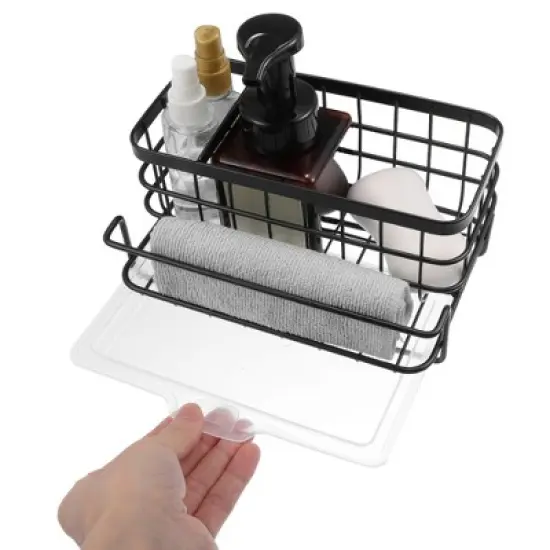 Unique Bargains Kitchen Storage Stainless Steel Sink Caddy 8.07"x5.9"x3.98" image {4}