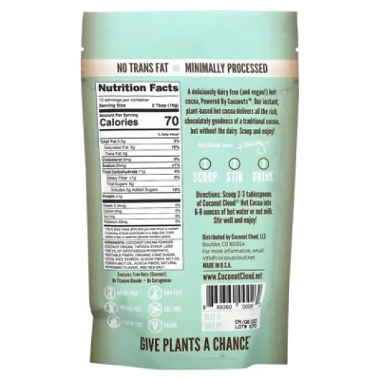 Coconut Cloud Vegan Hot Cocoa, Peppermint, 7 oz (198 g) image {1}