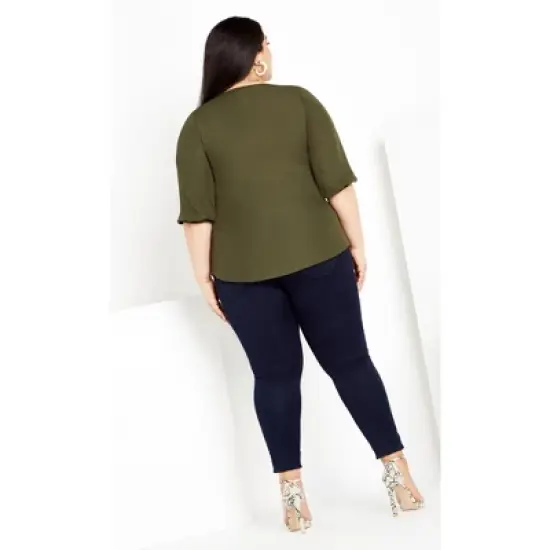 Women's Plus Size Sexy Fling Elbow Sleeve Top - jungle | CITY CHIC image {1}