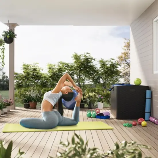 TROPOW120 Gallon Waterproof Large Resin Deck Box Indoor Outdoor Lockable Storage Container for Patio Furniture, Garden, Tools image {4}