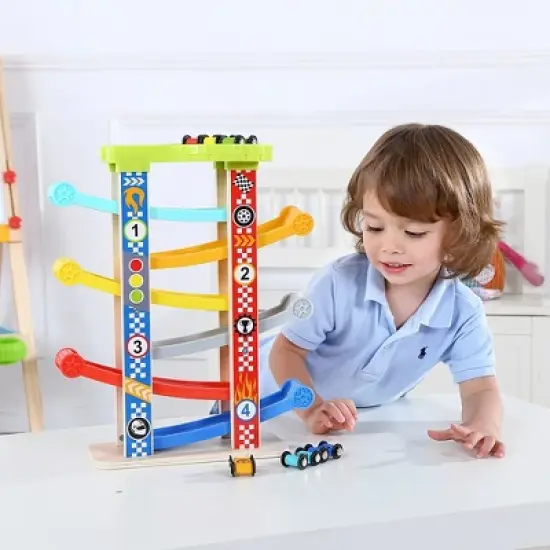 3D Sliding Tower with 6 Car Toys, Social and Motor Skills Training Game for +18 Months Toddlers image {4}