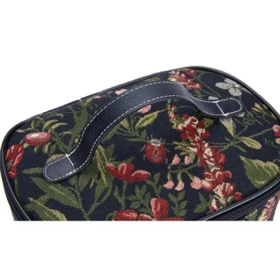 Signare USA Morning Garden Black Floral Toiletry Vanity Bag image {9}