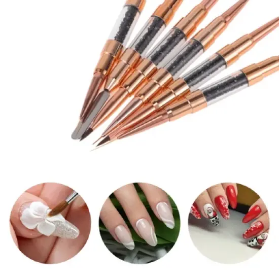 Unique Bargains Rhinestones Handle Nail Art Brushes Kit 1 Set image {2}