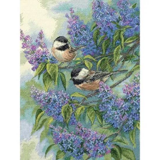 Dimensions Gold Collection Counted Cross Stitch Kit 12"X16"-Chickadees & Lilacs (14 Count) image {1}
