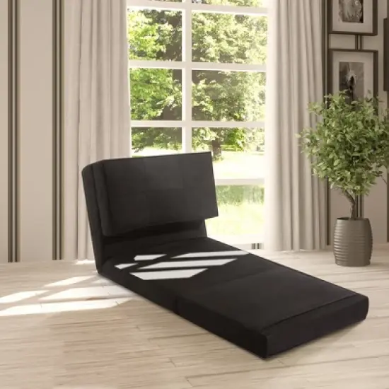 Costway Convertible Fold Down Chair Flip Out Lounger Sleeper Bed Couch Black image {3}