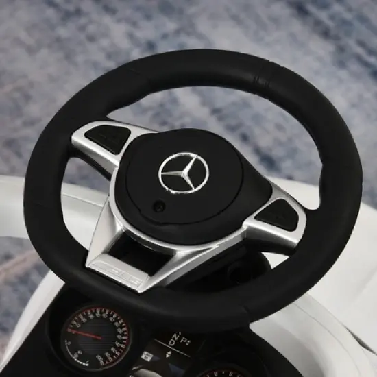 Aosom 3 in 1 Kids Ride on Push Car Stroller Sliding Walking Car for Toddler with Underneath Storage, Horn, Music, Working Steering Wheel, White image {4}