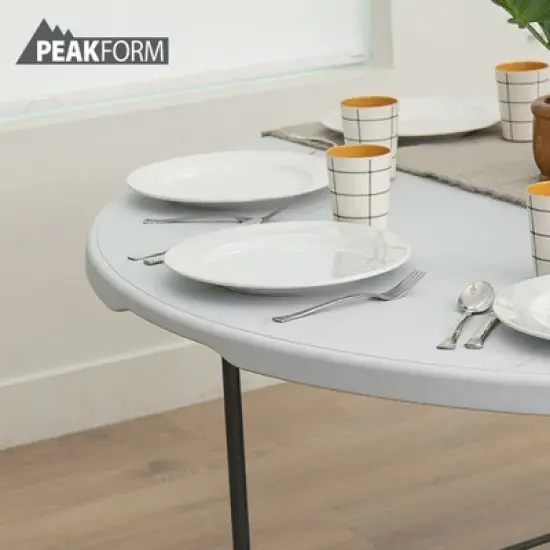 Peakform Round Multipurpose Banquet Table Lightweight Durable Folding Desk with Secure Base for Indoor and Outdoor Events, 60 Inch, White image {3}