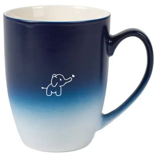 Elanze Designs 12 Ounce Ceramic Decorative Laser Engraved Giftable Novelty Tea Coffee Cup Mug Navy Blue and White Baby Elephant Heart image {4}