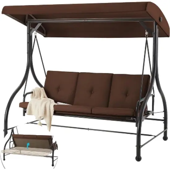 Anybear Brown Outdoor Reclining Swing image {7}