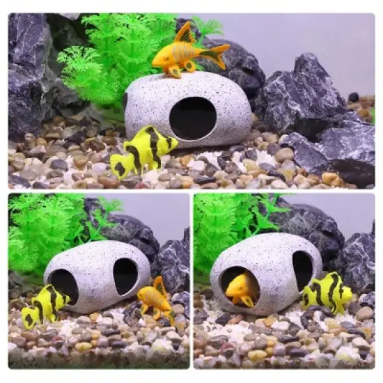 Unique Bargains Ceramic Aquarium Hideaway Rock Cave Fish Tank Decoration Gray 3.66''x2.60''x2.05'' image {4}