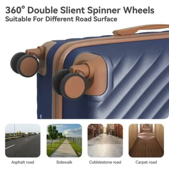 3-Piece ABS Hardshell Luggage Set, Suitcases with Spinner Wheels and TSA Lock (20", 24", 28"), Grey image {3}