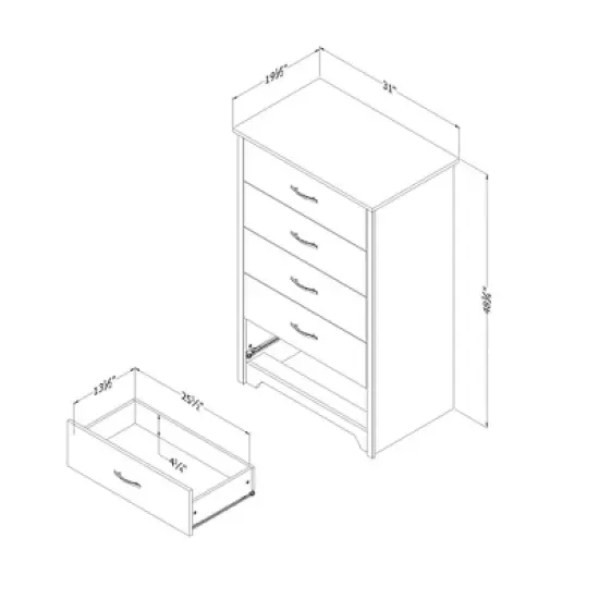Fusion 5 Drawer Chest - South Shore image {6}