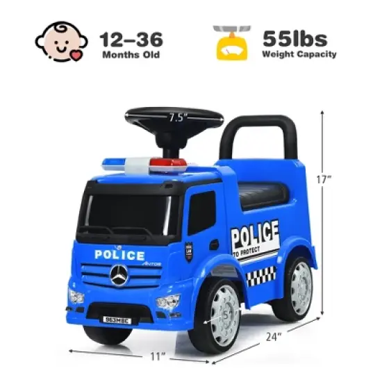 Costway Kids Ride On Push Police Car Licensed Mercedes Benz Push and Ride Racer image {2}