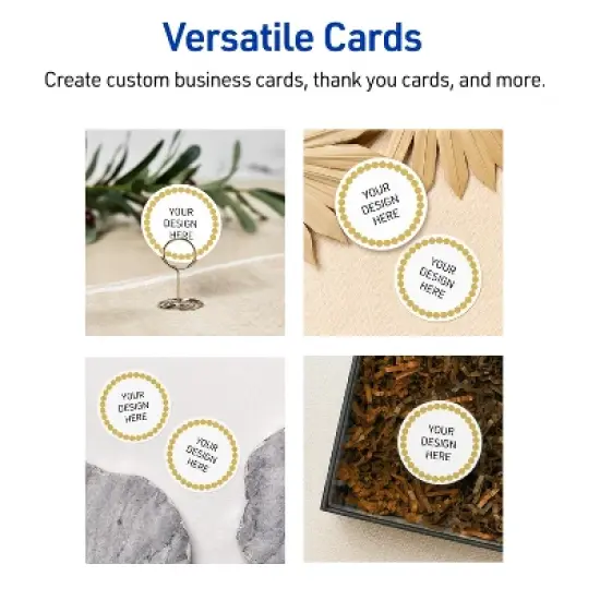 Avery&reg; Cards, 2" Diameter, Gold Beads, Matte White, 120ct image {5}