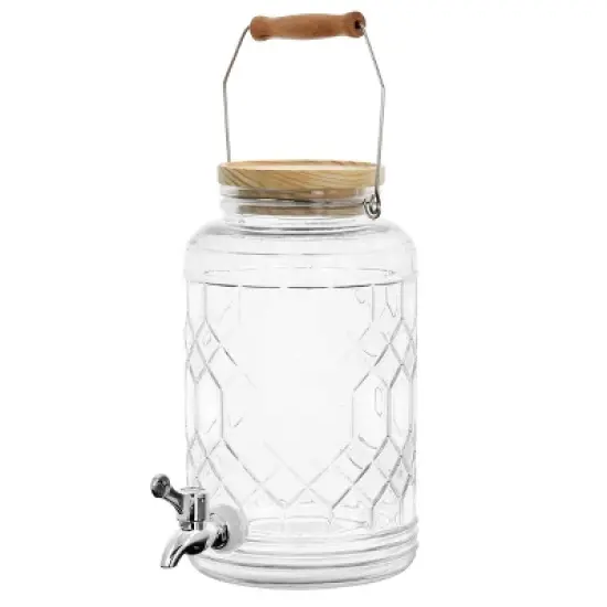 Gibson Home 0.95 Gallon Duval Glass Beverage Dispenser with Wooden Lid and Handle image {7}