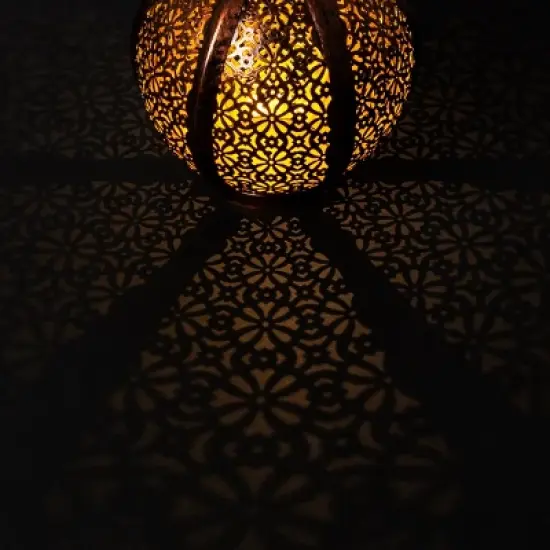 Set of 2 Solar Outdoor Lights - Hanging or Tabletop Rechargeable LED Lantern Set with 2 Shepherd Hooks for Outdoor Decor by Pure Garden (Bronze) image {2}