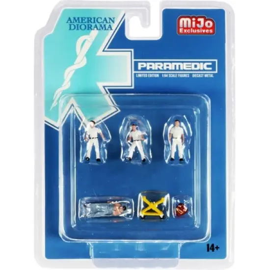 "Paramedic" 6 piece Diecast Set (4 Figurines and 2 Accessories) for 1/64 Scale Models by American Diorama image {2}