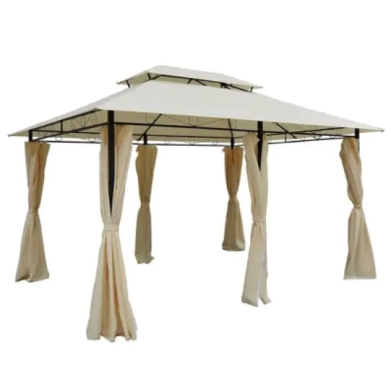 Outsunny 10' x 13' Outdoor Soft Top Gazebo Pergola with Curtains, 2-Tier Steel Frame Gazebo for Patio image {7}