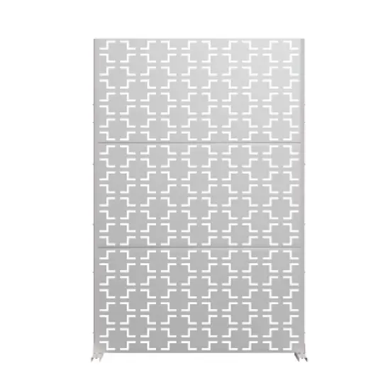 PexFix 72 in. x 47 in. Outdoor Metal Privacy Screen Garden Fence in Square Pattern in White image {2}