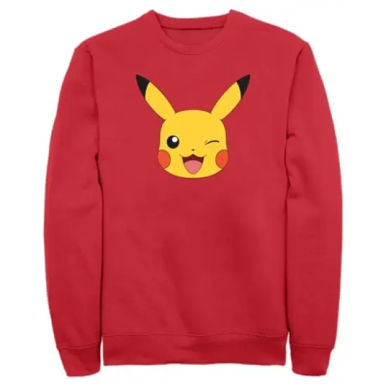 Men's Pokemon Pikachu Wink Face Sweatshirt image {4}