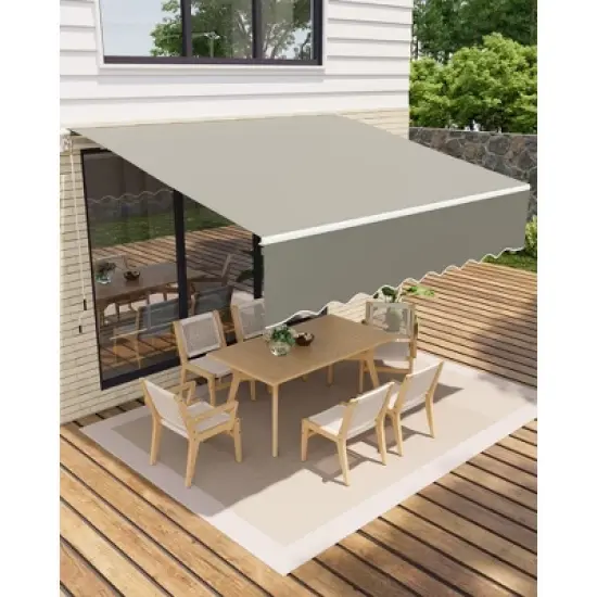 Manual Retractable Awning - Waterproof Sun Shade Patio Awning, Aluminum Frame, 280g Polyester Fabric, Adjustable Roll Out Awning for House Deck Porch image {7}