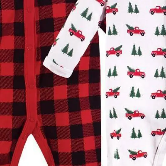 Hudson Baby Baby Cotton Snap Sleep and Play 2pk, Christmas Tree image {2}