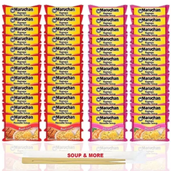 Maruchan Ramen Instant Noodle Soup - 2 Flavors - 24 Packs Beef & 24 Packs Shrimp image {4}