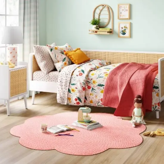 Rattan and Wood Bedside Kids' Table White - Pillowfort&trade; image {1}