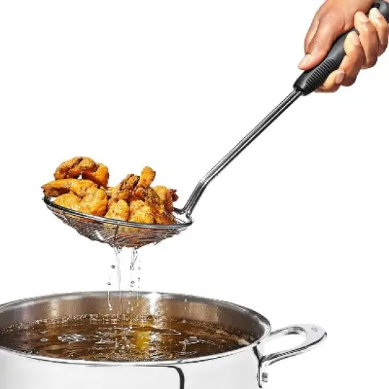 OXO Stainless Steel Scoop and Strain Skimmer Black: Dishwasher-Safe Skimmer Spoon, 14.6" Length, 5.4" Head Diameter image {3}