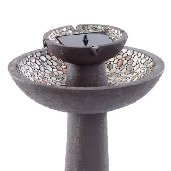Riverstone Two-Tier Solar On Demand Fountain with Tuscan Stone Finish - Smart Solar image {2}