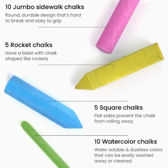 Arteza Kids Ultimate Sidewalk Chalk Set, Pink Box Handle - 37 Pack image {2}