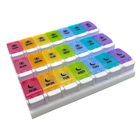 Ezy Dose Push Button Weekly 3x/Day Pill Organizer, Rainbow image {6}