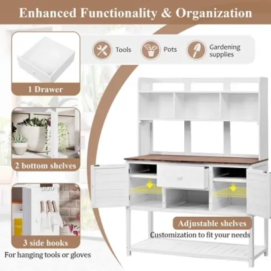 Hrinhom 50.2"W Solid Fir Wood Potting Bench,Garden Workstation image {6}