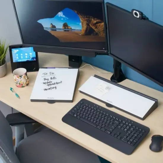 ECR4Kids MessageStor Dry Erase Memo Station, Desktop Whiteboard with Storage and Built-In Organizer image {2}