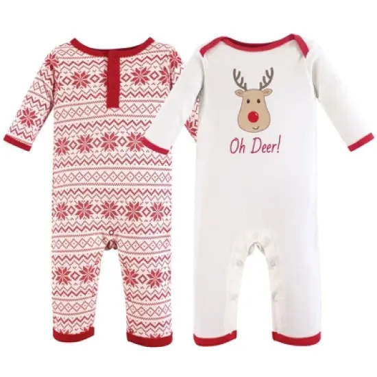 Hudson Baby Infant Cotton Coveralls 2pk, Reindeer image {1}