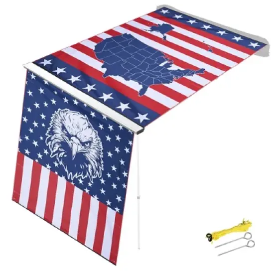 Yescom 6.5x7.8 Ft Carside Awning Replacement Fabric with Side Wall Roof Rack Overland Multicolor image {9}