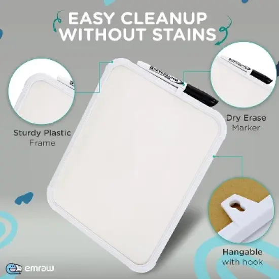 8.5" X 11" Dry Erase Board with Marker Sturdy Frame Mount Horizontally or Vertically Helps You to get Organised by - Emraw image {6}