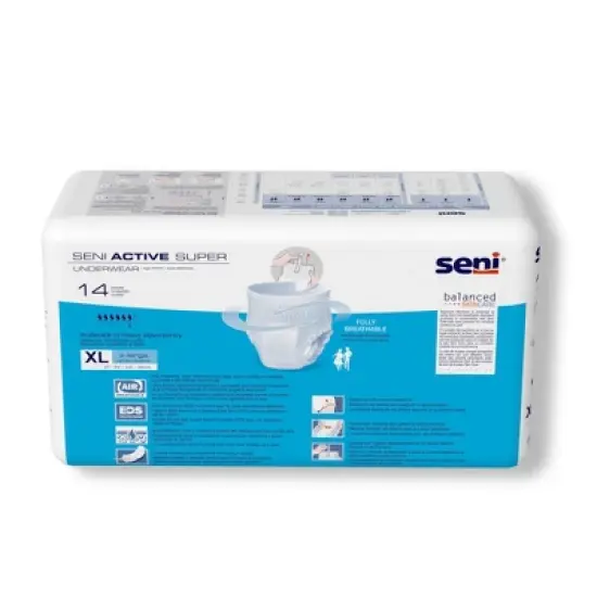 Seni Active Super Disposable Underwear Pull On with Tear Away Seams X-Large, S-XL14-AS1, Moderate to Heavy image {4}