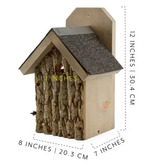 Uncle Dunkels Ultimate Wren and Chickadee Birdhouse; Rustic Handmade Small Bird Nesting Box image {2}