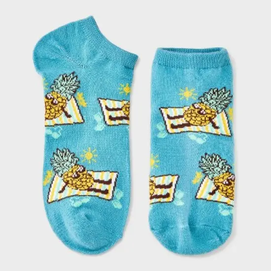Women's Summer Pineapple Low Cut Socks - Turquoise 4-10 image {3}