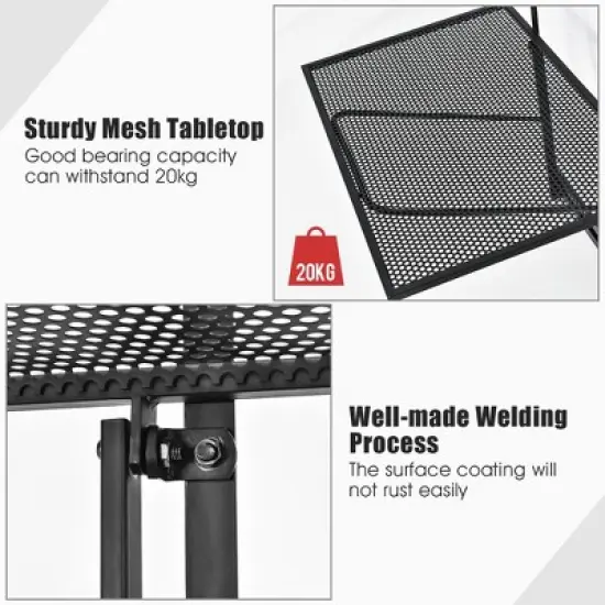 Costway Folding Hanging Table Adjustable Balcony Railing Table Patio Deck Black image {8}