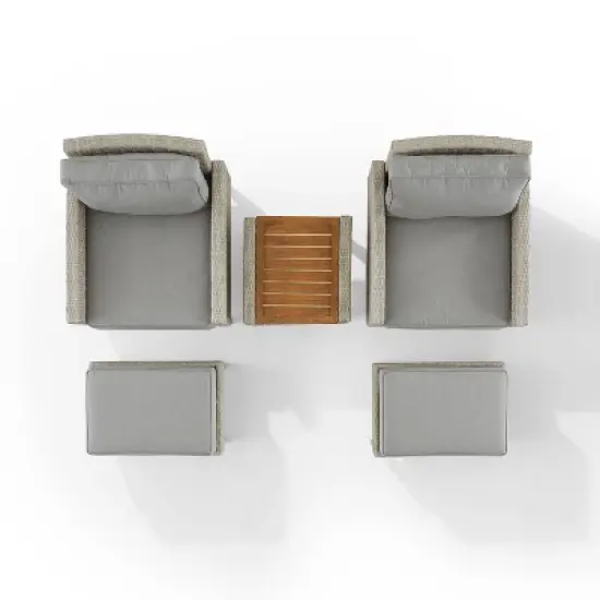 Capella 5pc Outdoor Wicker Chair Set - Gray - Crosley image {6}